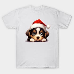 Christmas Peeking Baby Dog T-Shirt